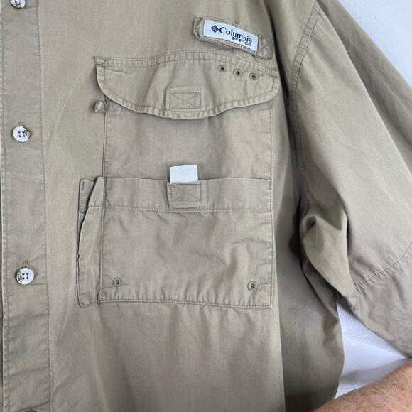 Columbia Sportswear Company PFG Khaki Beige Long Sleeve Button Up Men's Shirt 2X - Picture 4 of 16